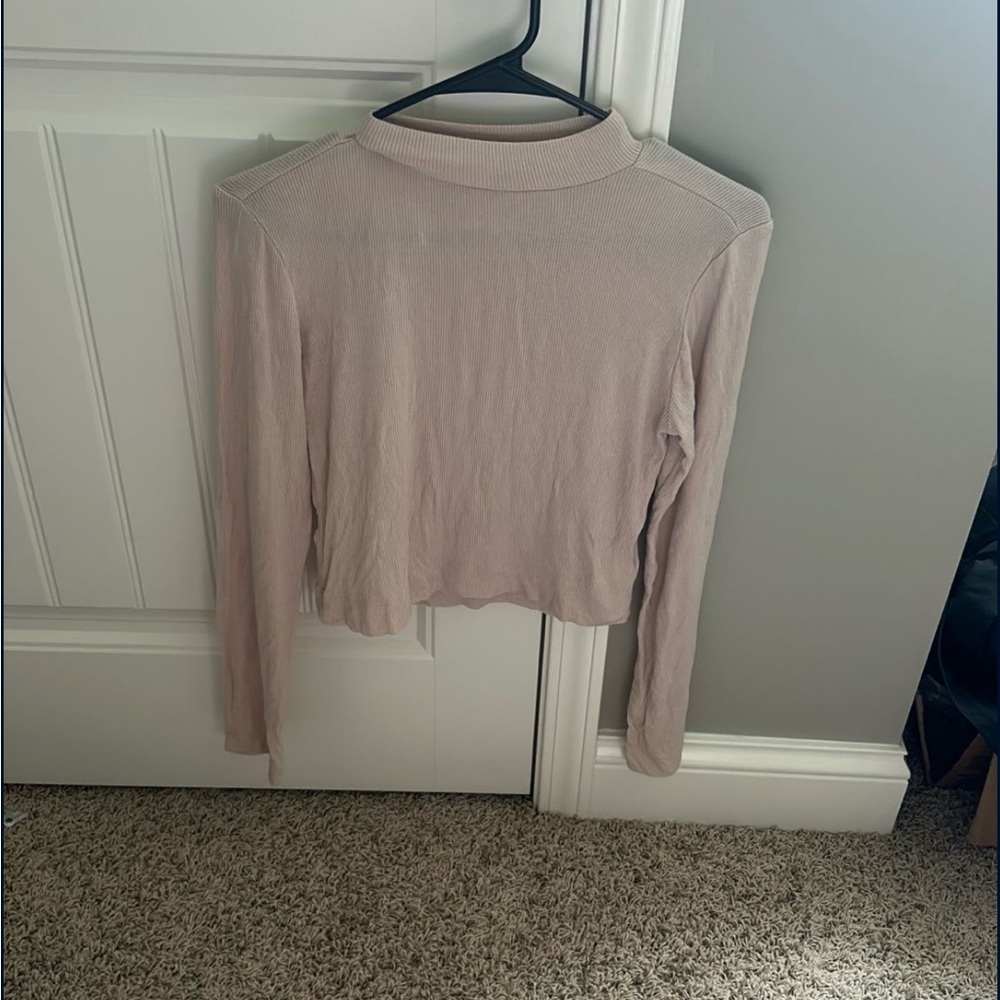 Shinestar Tan Long Sleeve Crop Blouse